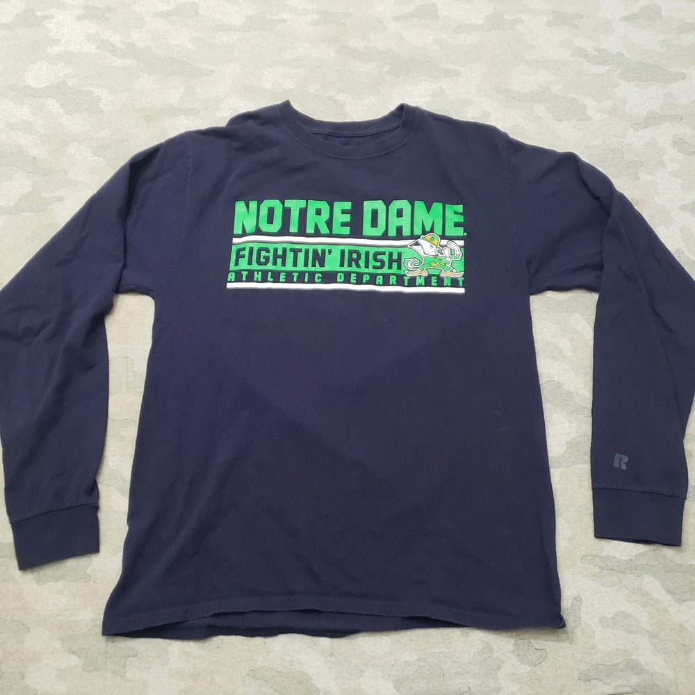 Notre Dame Fighting Irish Top Women Medium Blue Long Sleeve Russell